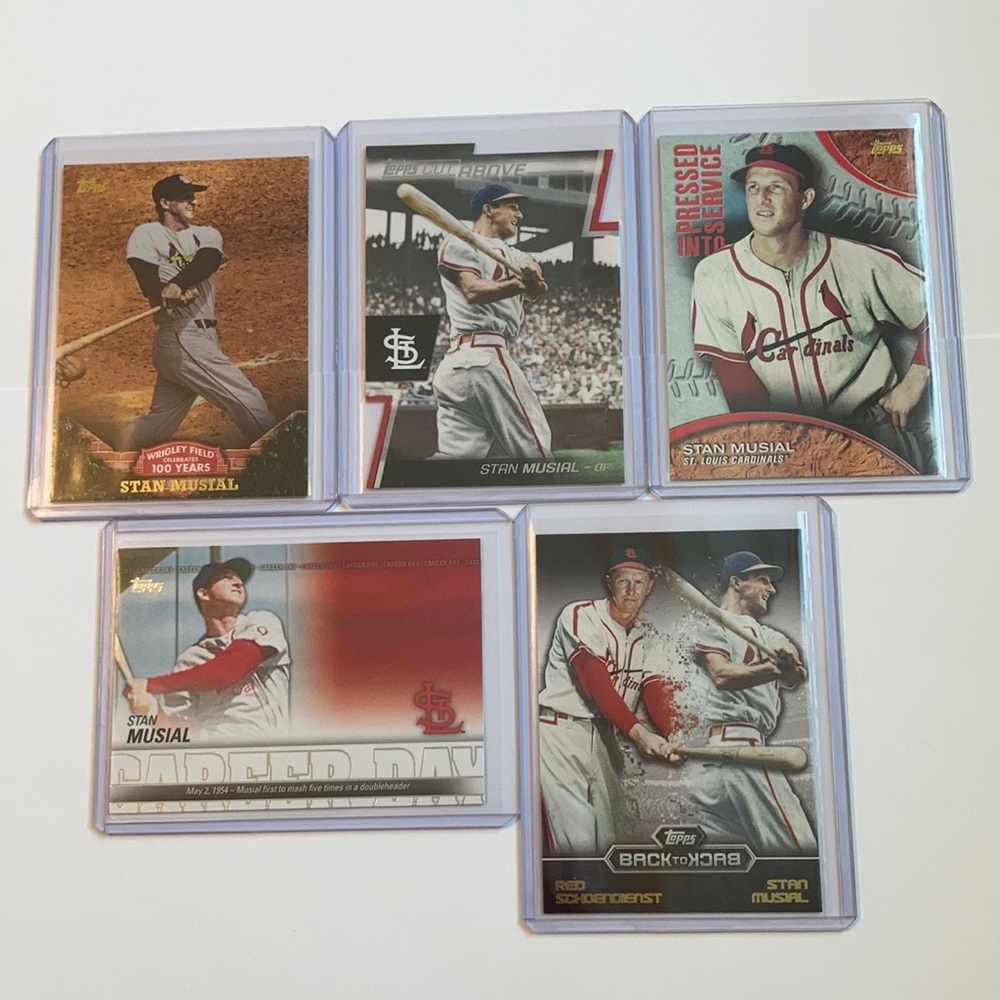 Lot of 5 Stan Musial St. Louis Cardinals Topps MLB Baseball Cards